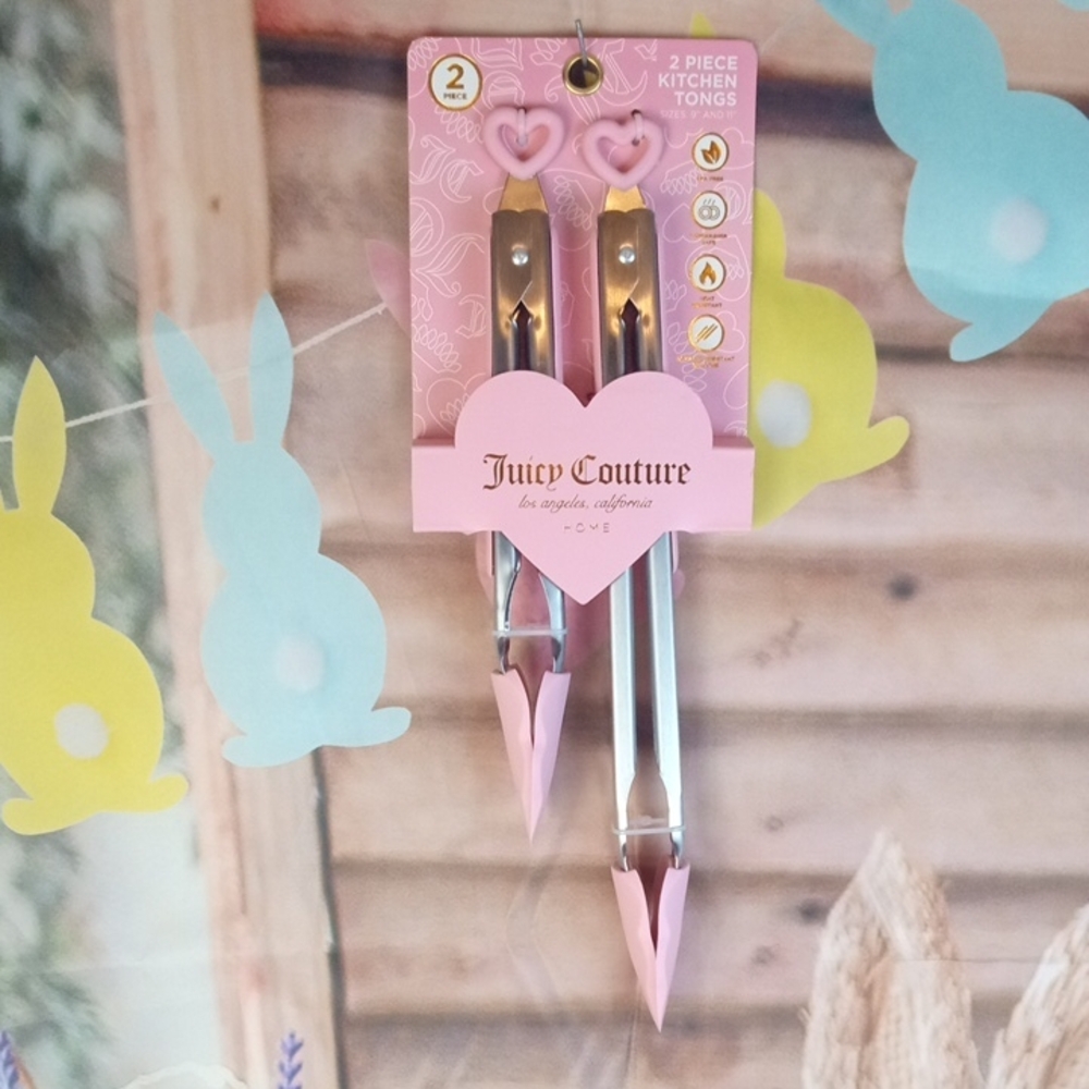 🏠 Juicy Couture Pink Heart Kitchen Tongs Set